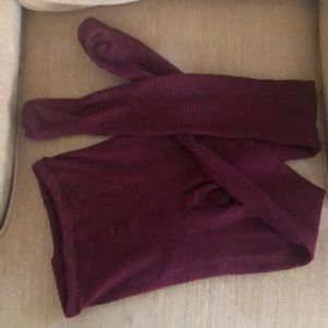 Burgundy / wine colored textured waffle tights